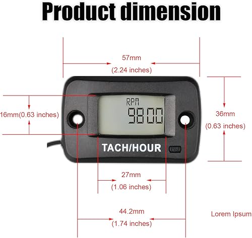 Miniatura 5 de HonorMeet Tacómetro digital de horas de cortacésped, tacómetro de motor pequeño con pantalla de RPM y RPM máximas en tiempo real, diseño de
