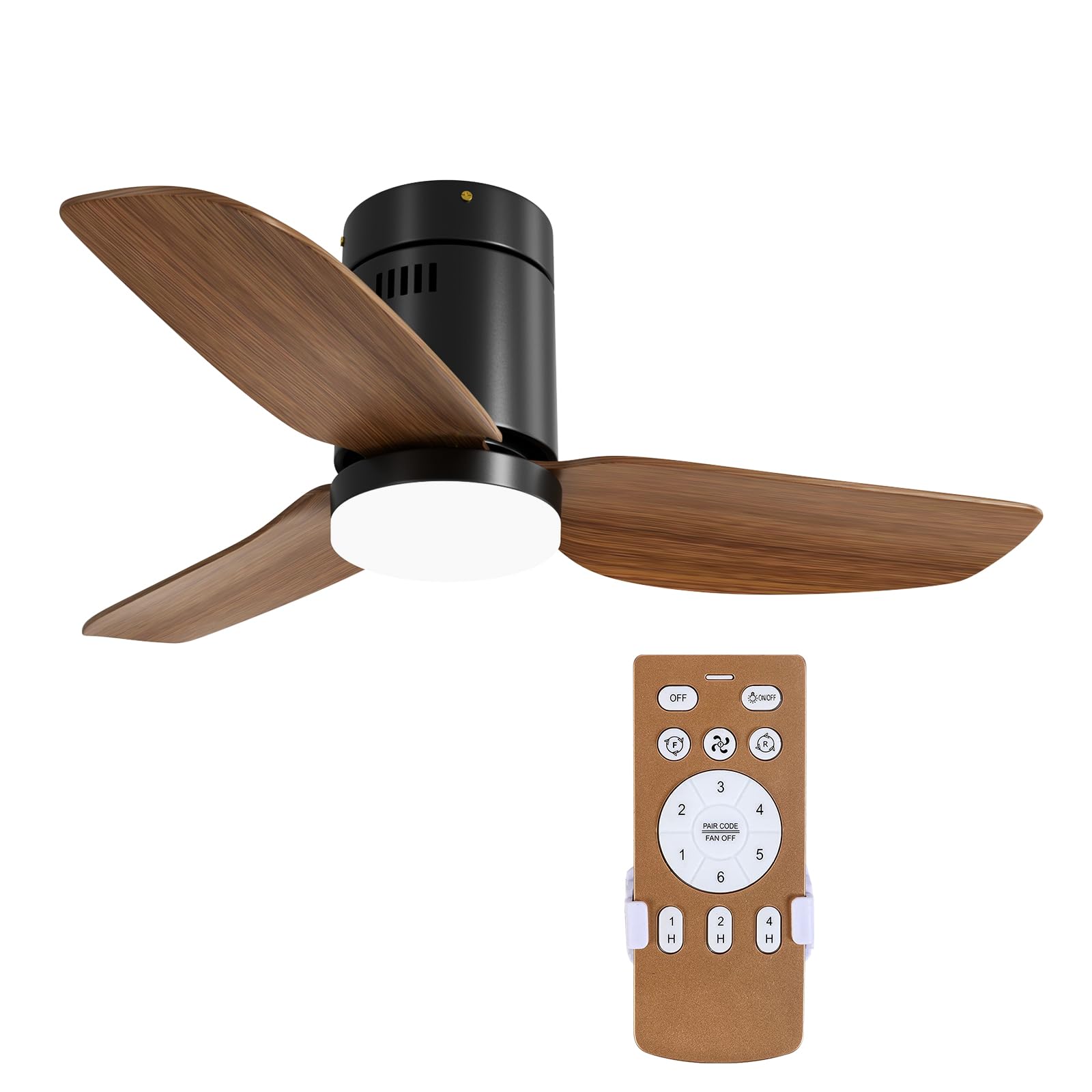 Simple Deluxe 40" Ceiling Fans with Lights and Remote, Outdoor Ceiling Fans for Patios with Light, Easy to Install Ceiling Fan with Reversible Motor and Wooden Blade for All Seasons