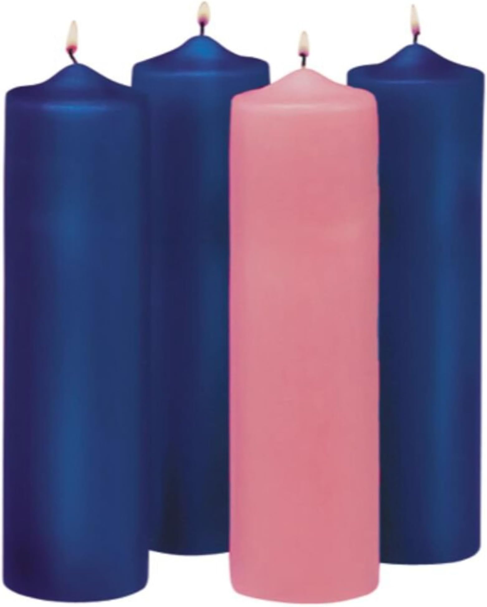 アドベントピラーキャンドルセット – 伝統的なブルーとピンクのワックスキャンドル リース用 9インチ