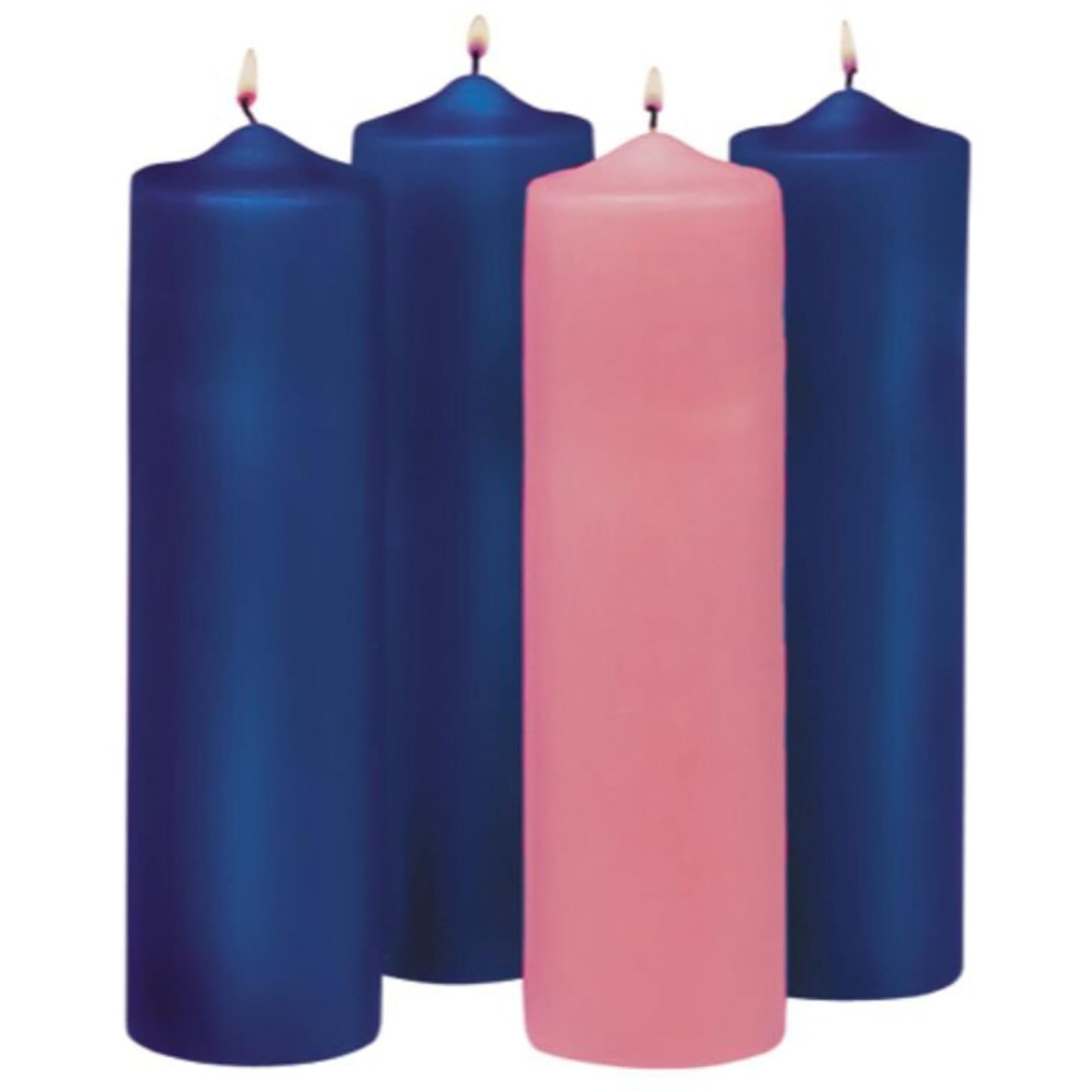2024 Advent Pillar Candle Set, Traditional Purple and Pink Wax Unscented Candles for Wreath, 9 Inches Each, 4 Total