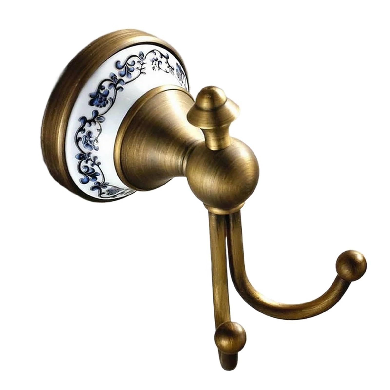 Bryske 2 PCS Antique Brass Ceramic Base Wall Mount Towel Coat Robe Hooks Holder Hat Clothes Hanger