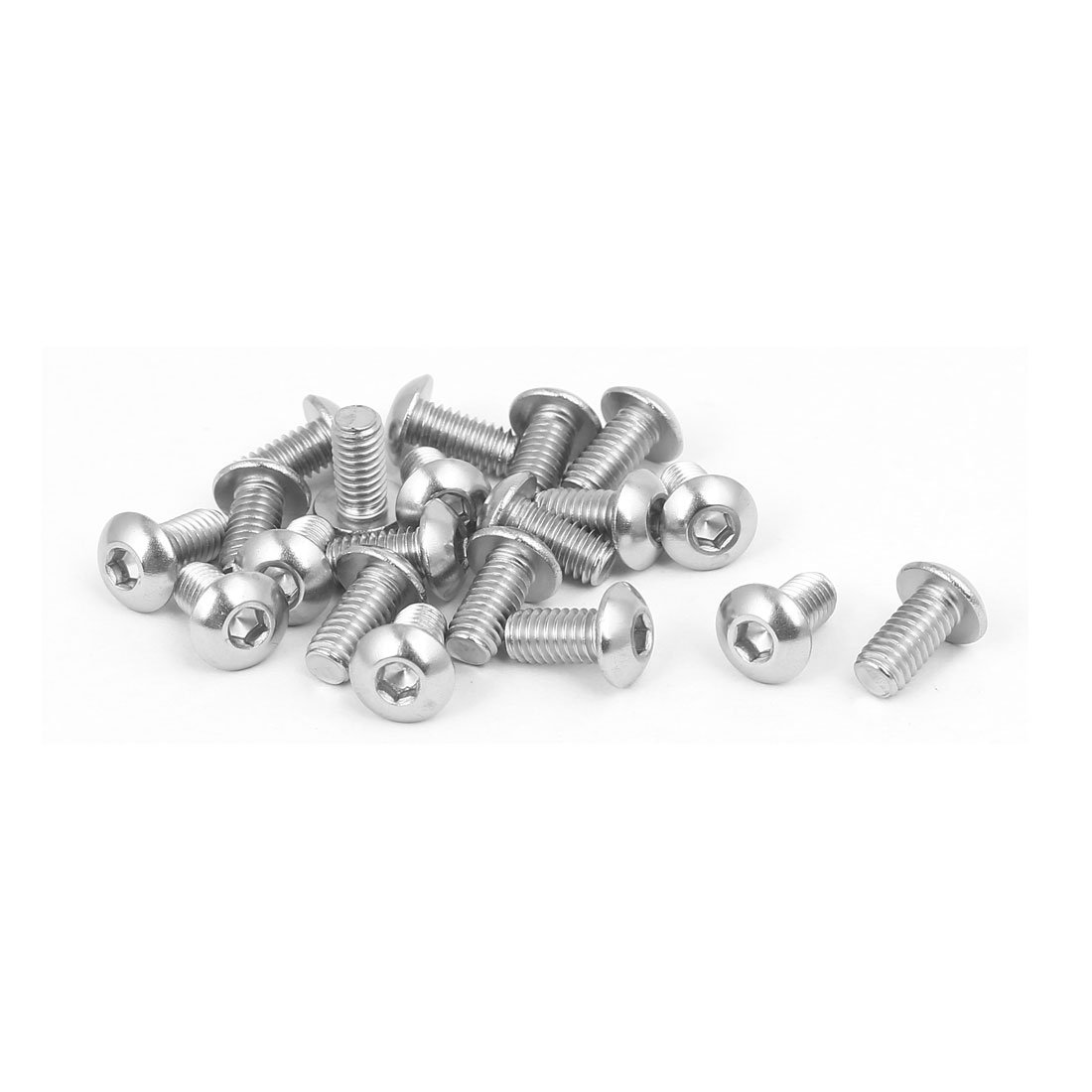 Uxcell Silver Sourcing Map M4x8mm 316 Stainless Steel Round Button Head Hex Socket Cap Screw Bolt 20Pcs