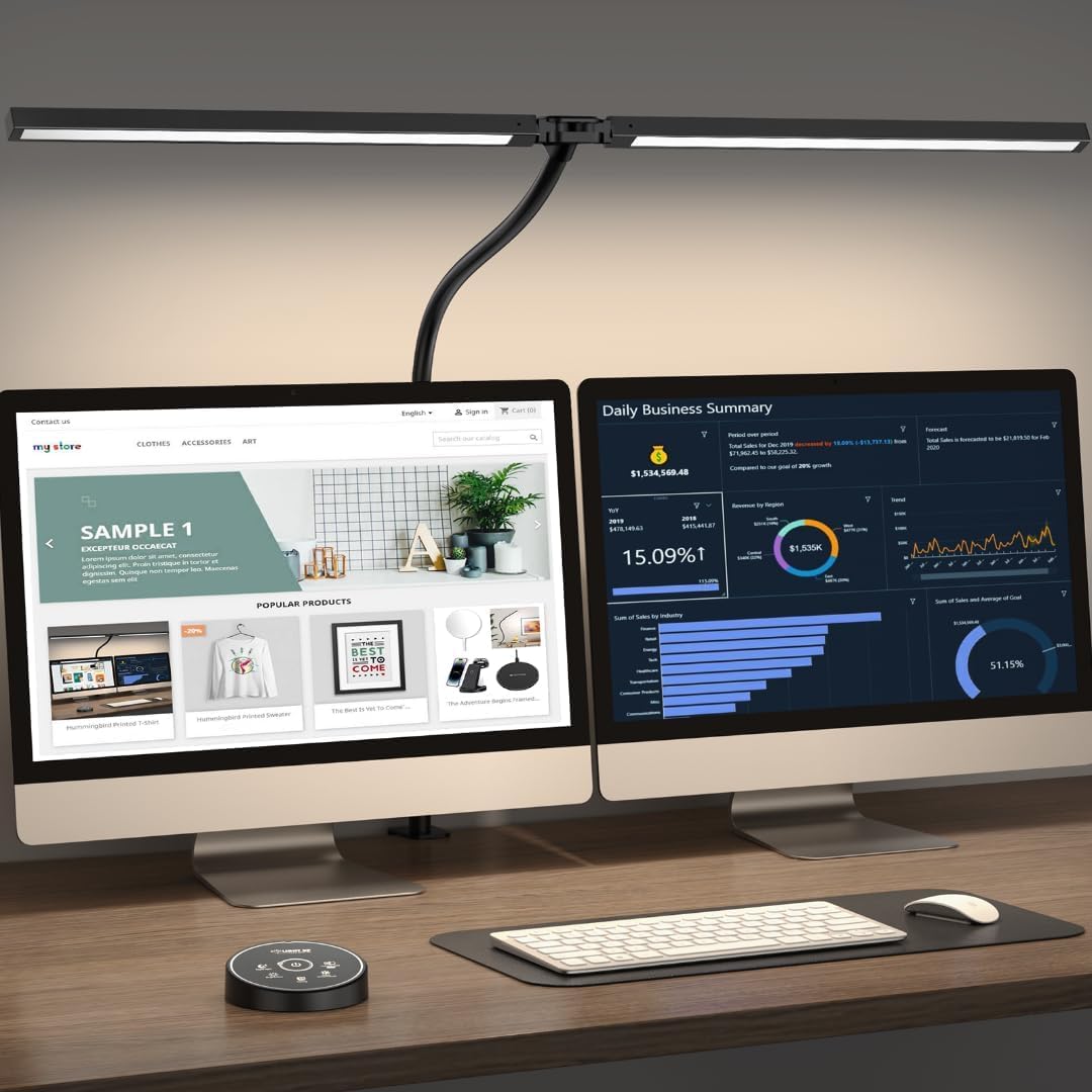 EKROTOK Luminária de Mesa LED 83CM com Braçadeira para Escritório e Casa, Luz de Mesa USB