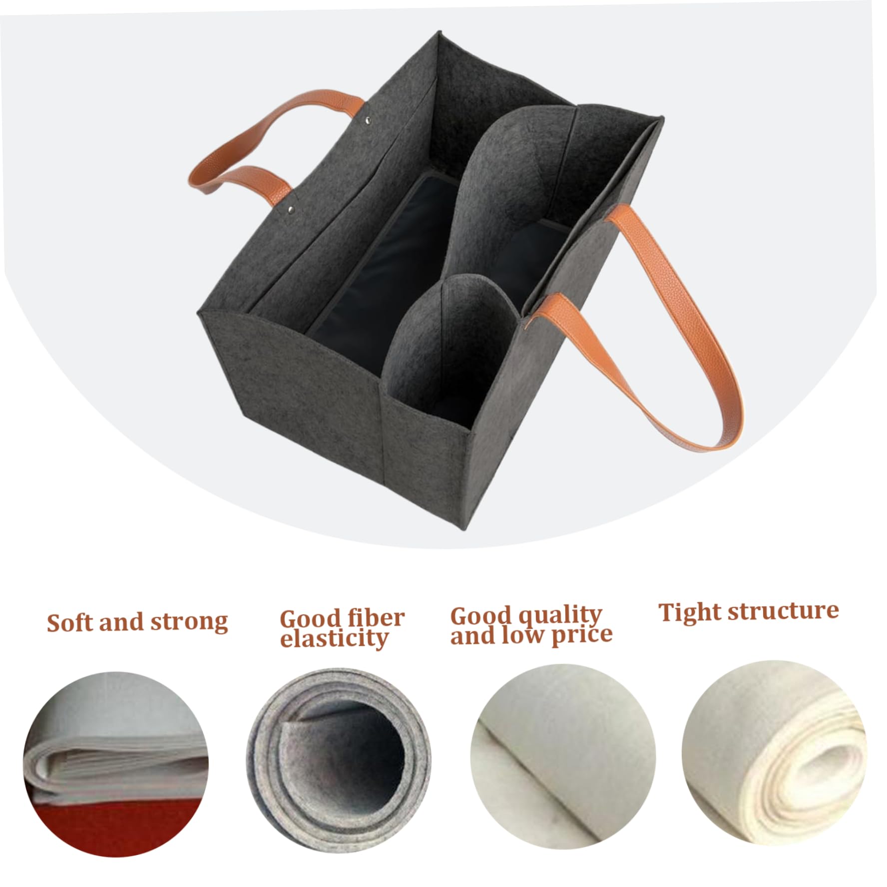 Organizer per pannolini Borsa in feltro con scomparti Portadocumenti Borsa da lavoro con manici Design aperto Caddy per auto in feltro Ufficio portatile per insegnanti, materiale scolastico e da la