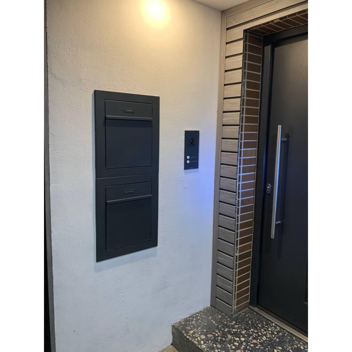 Metzler Cassetta postale da incasso antracite RAL 7016 – cassetta murale da incasso in acciaio verniciato a polvere, design premium