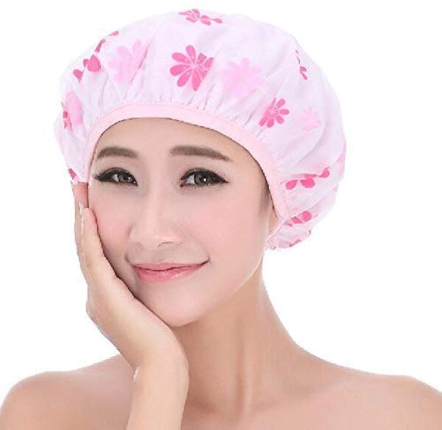 KIRA Set Of 3 Reusable Waterproof Elastic Eva Free-Size Bathroom Shower Caps - For Homes, Spas, Salons, Hair Treatment, Beauty Parlors multicolor and print may vary-image-16
