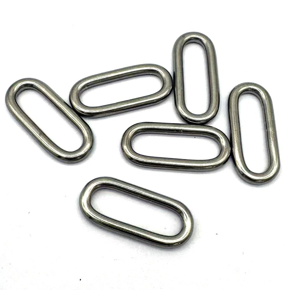 JY-MARINE Metal Oval Rings Buckles Stainless Steel 316 Oval Rings 11x38mm for Traps Bags Belts DIY,6 Pcs