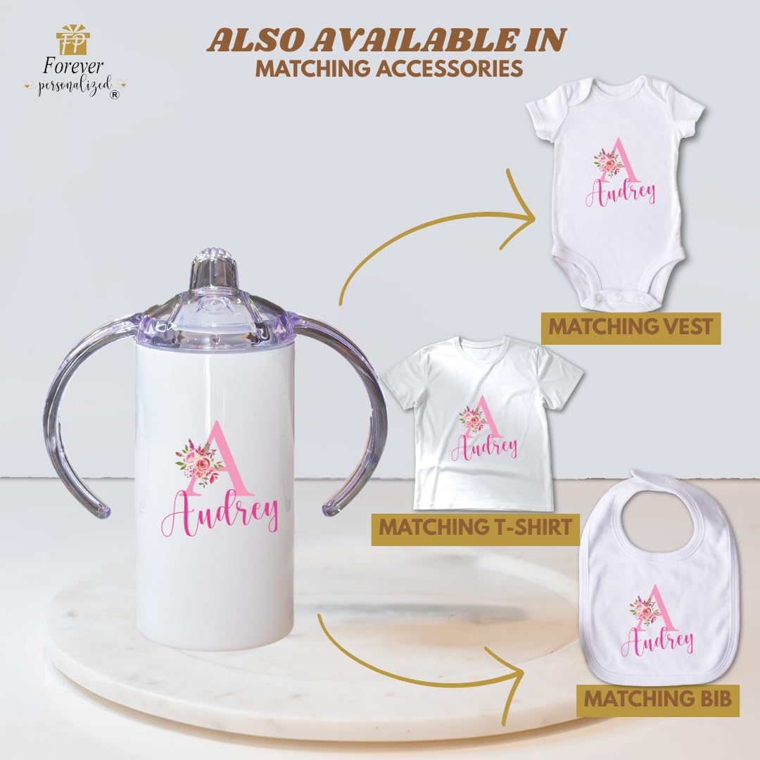 Personalized Floral Initial Sippy Cup Girls | Any Name or Text | Custom Baby Girl Gift | Tumblers for Toddlers | Stainless Steel Insulated Cups for Toddler | BPA Free - Image 6