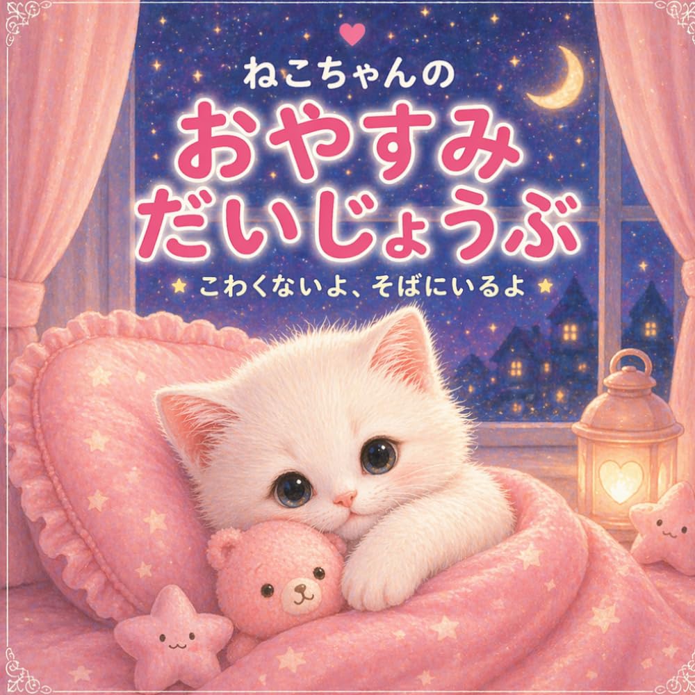 ねこちゃんの おやすみ だいじょうぶ：こわくないよ、そばにいるよ｜寝かしつけ絵本・やさしいねこ・1歳・2歳・3歳・4歳・5歳向け