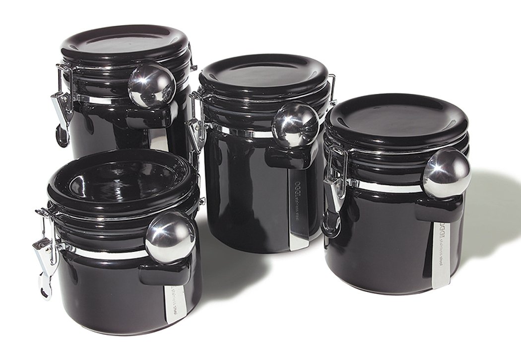 Buy Oggi 4Piece Round Airtight Ceramic Canister Set with Stainless
