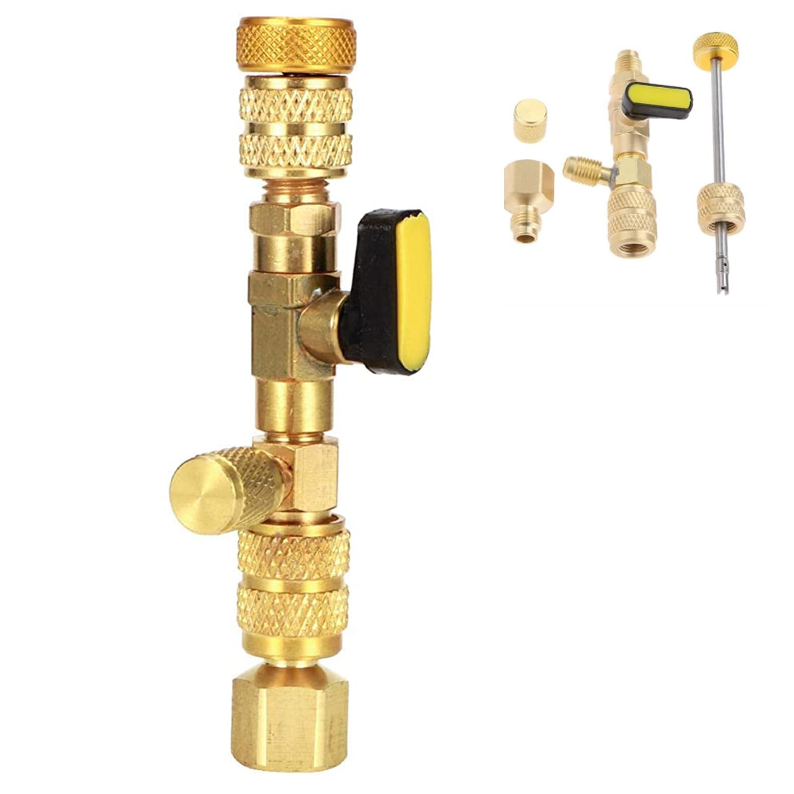 GAESHOW Valvola di Sicurezza Aria Condizionata, Valvola di Sicurezza Refrigerante, Porte di Servizio 1/4 Pollici 5/16 Pollici per Smontaggio HVAC/AC, per Riparazione di Aria condizionata