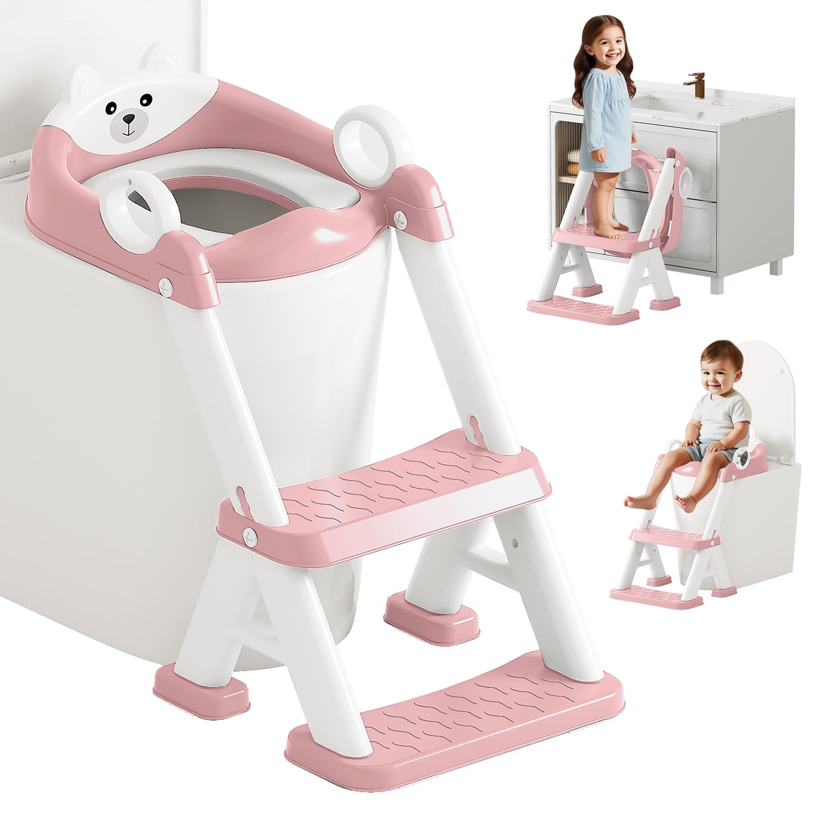 Potty Training Seat Non Slip Foldable Toilet Training Seat with Soft Cushion Comfortable HandlesUpgrade Toddler Toilet Seat for