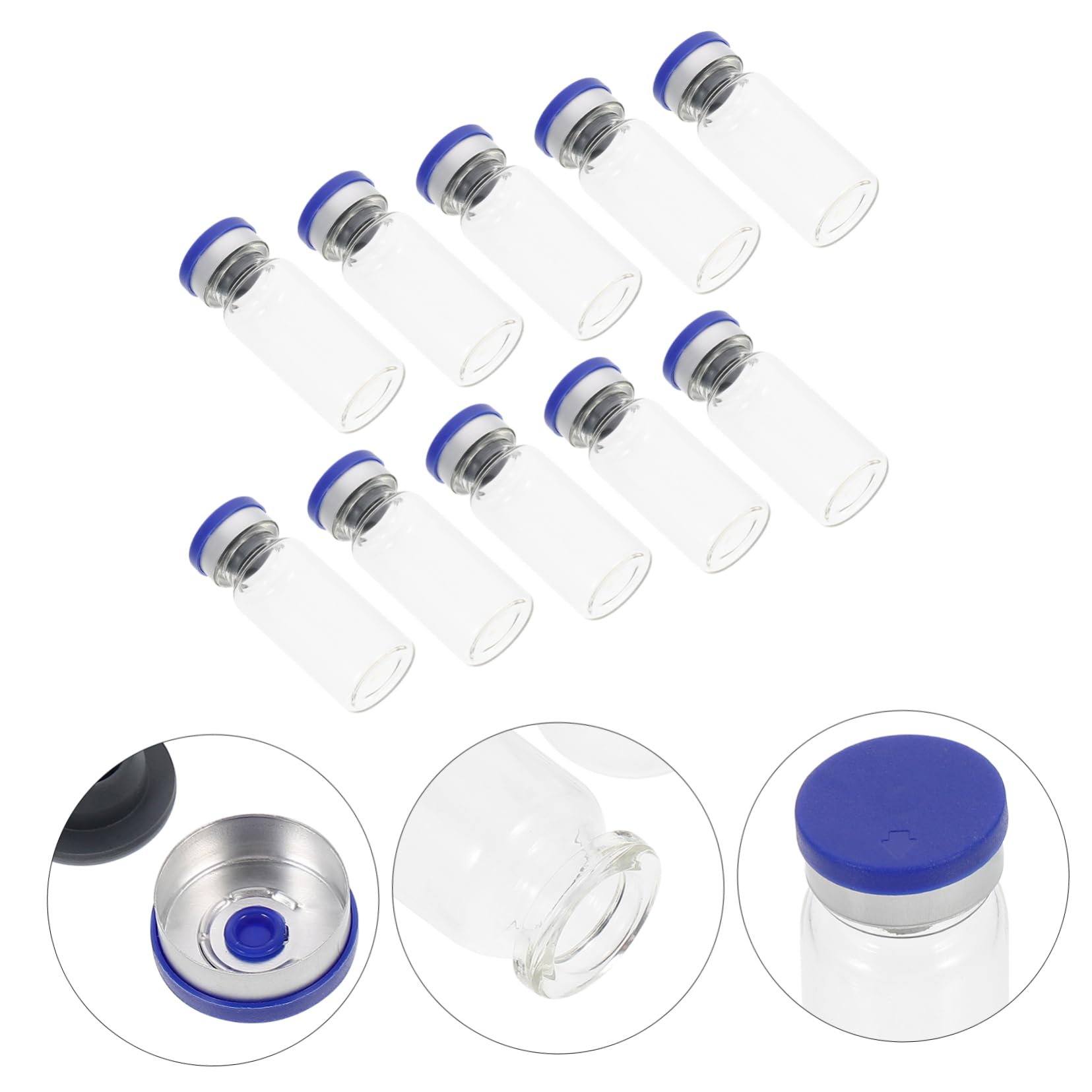 Zerodeko Fiale di Vetro da 10ml Chiusura Ermetica, per Laboratorio 100 Pezzi, Bottiglie per Campioni con Fondo Spesso e Piatto