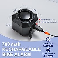 Vista 2 de Bocina de bicicleta alarma de vehículo eléctrico inalámbrico sistema de alarma de vibración con sensor de movimiento, alarma antirrobo impermeable