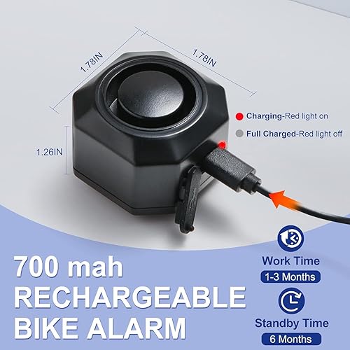 Miniatura 2 de Bocina de bicicleta alarma de vehículo eléctrico inalámbrico sistema de alarma de vibración con sensor de movimiento, alarma antirrobo impermeable