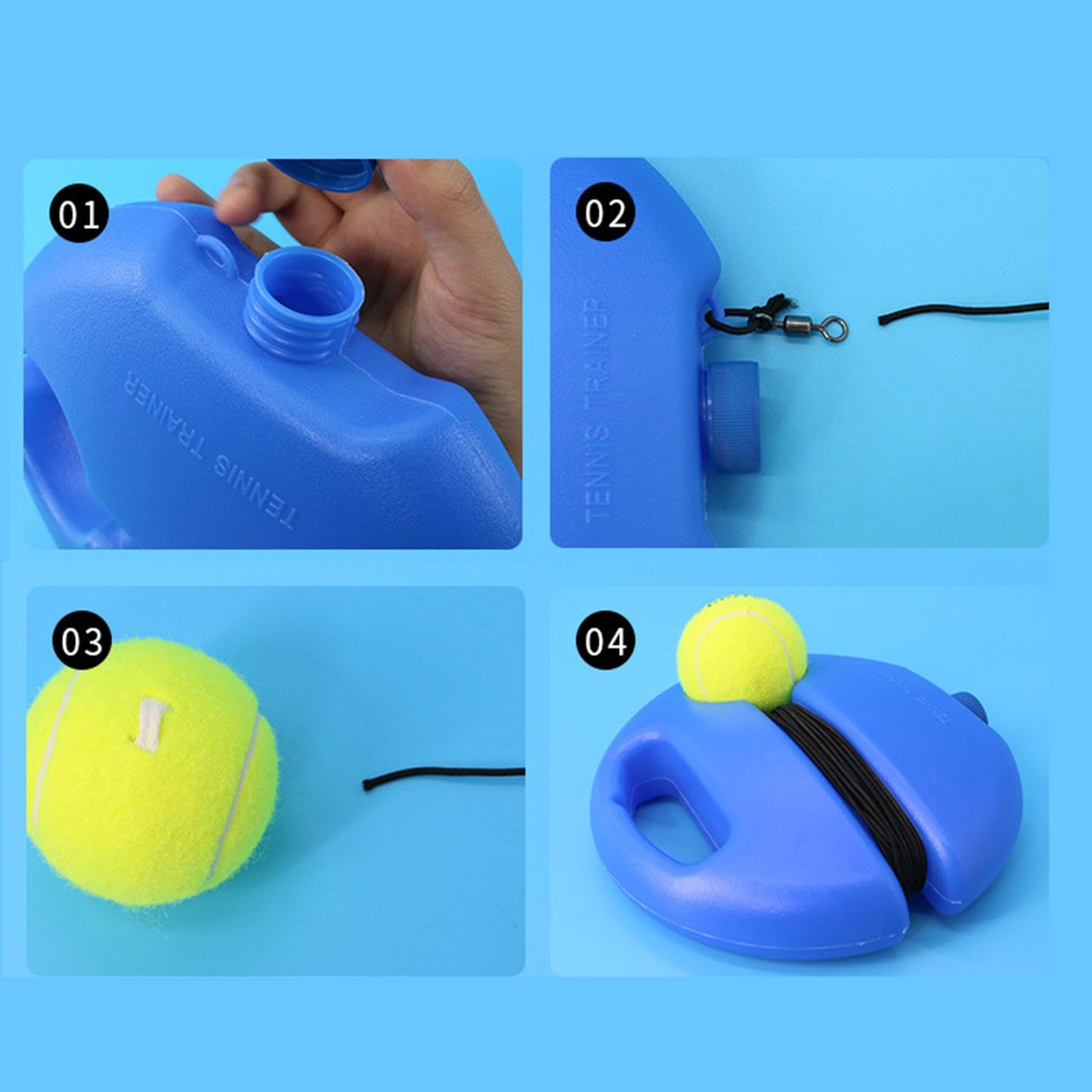 Entrenamiento de Tenis con Pelota Rebotadora - Dispositivo de Rebote para Entrenamiento Individual, Herramienta de Iniciación para Principiantes