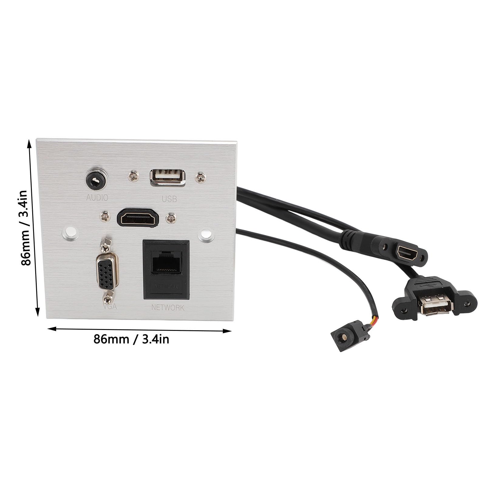 Piastra a Muro Interfaccia Multimediale USB HD VGA 3,5 Mm Audio RJ45 Piastra a Muro Ethernet di Rete, Piastra a Muro in Alluminio, Presa a Muro Video/audio/rete, Presa per