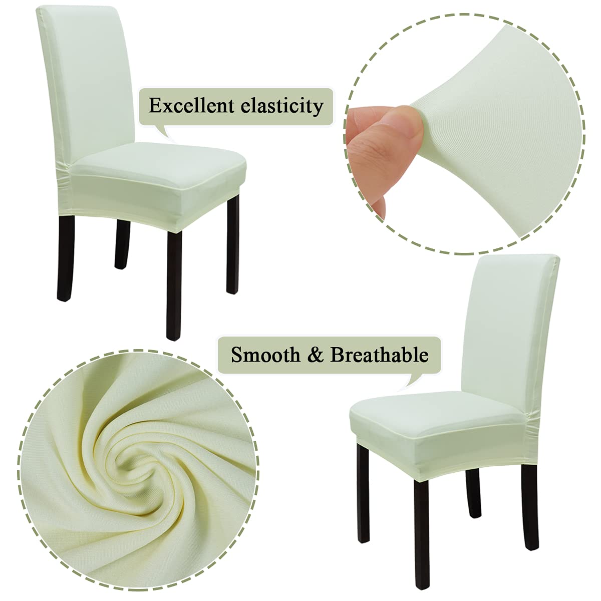 Leeyunbee 6 Pièces Housse de Chaise élastique, Amovible Lavable Jacquard Extensible Housses de Chaise de Salle à Manger, Couverture de Chaise pour Décor Salle à Manger, Hôtel et Mariage (Bordeaux