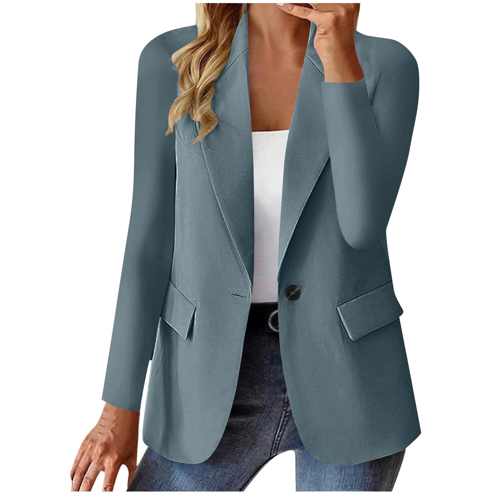 Womens Blazers Dressy Casual Single Breasted Lapel Long Sleeve Suit Jacket Business Work Office Professional Blazers