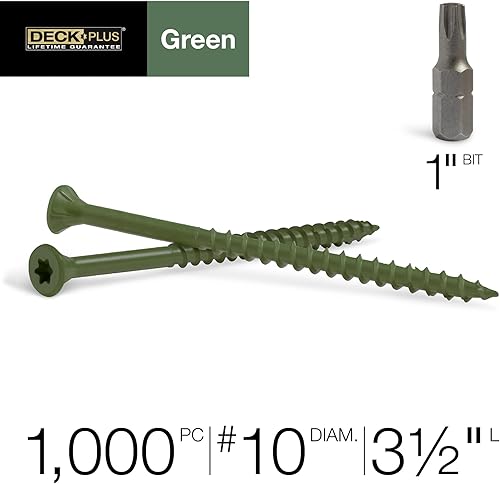 Vista 67 de Deck Plus Tornillos para valla y madera exterior con revestimiento epoxi de 2-1/2 pulgadas #10 x 2-1/2 pulgadas, rosca gruesa incluida, tornillo