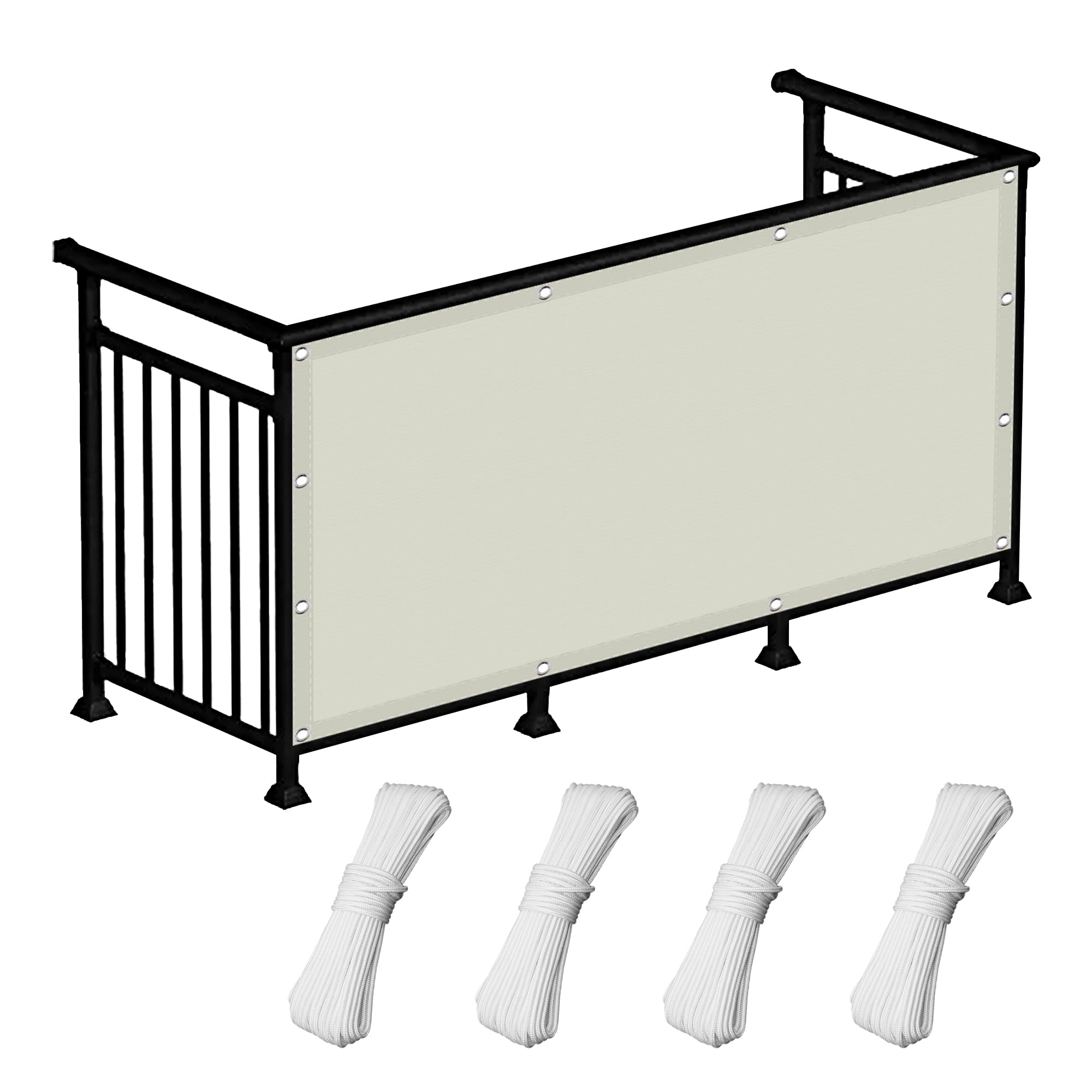 KLGFBDC Waterproof Rectangular Sun Shade Sail 250x500 cm Cream Color Awning Canopy with Grommets & Rope No Drill Installation for Patio & Balcony Protection