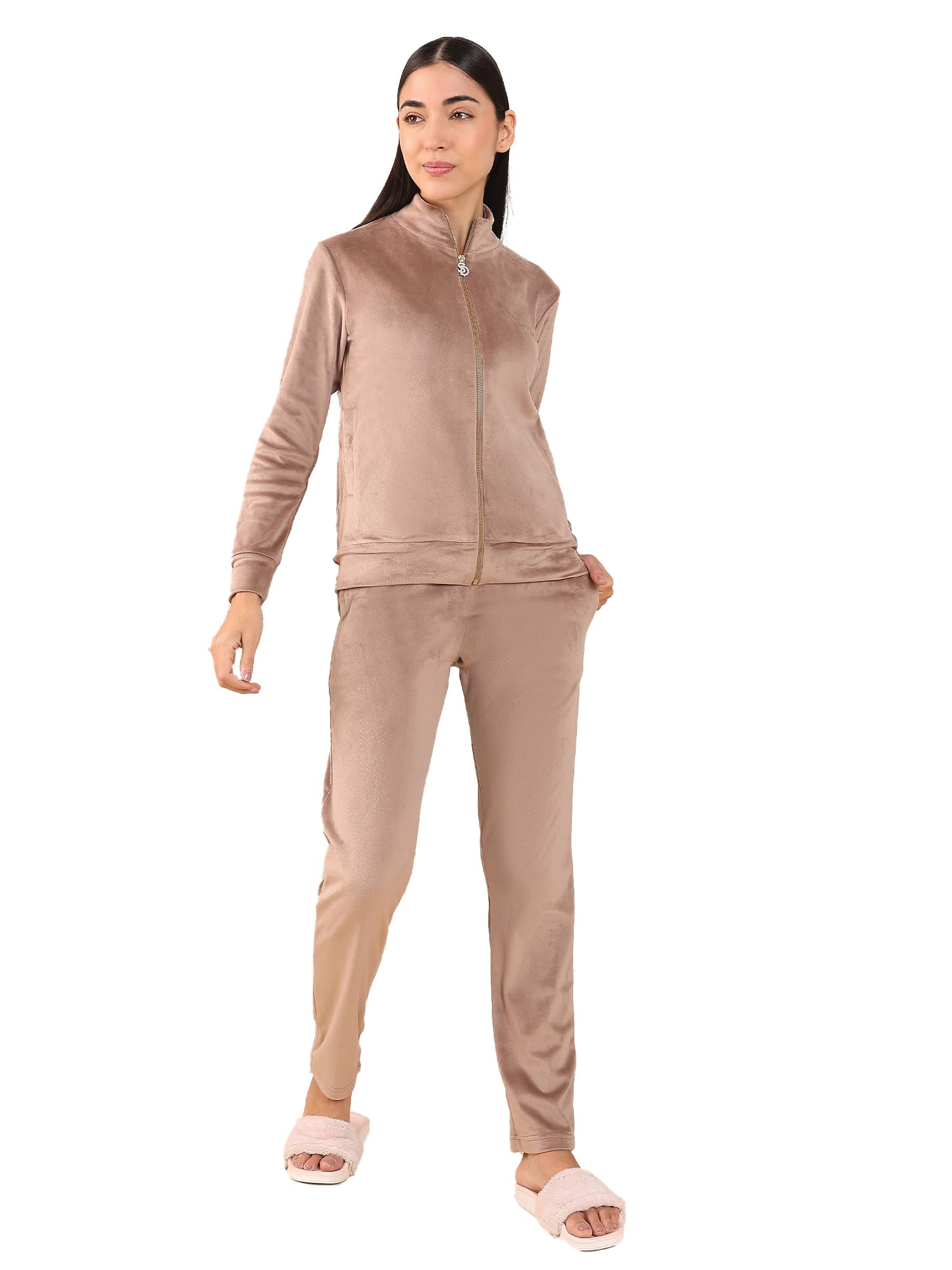 sweet dreams Women'S Velour Spandex Front Open Tracksuit-picture-10