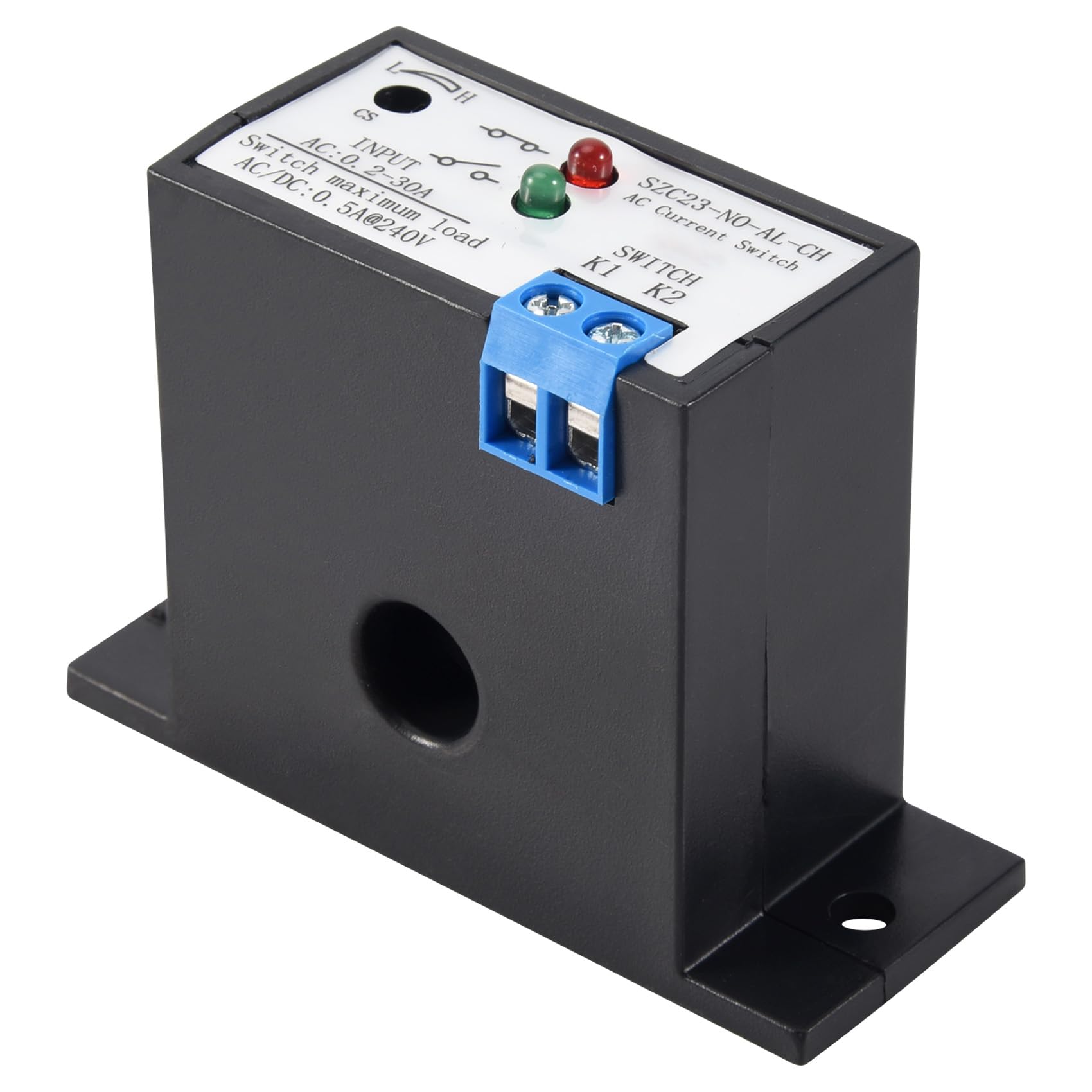 Littimoon Current Mutual Inductance Switch SZC23-NO-AL-CH Normally Open Current Detection Switch for AC Current Isolation Monitoring Current Detection Protection