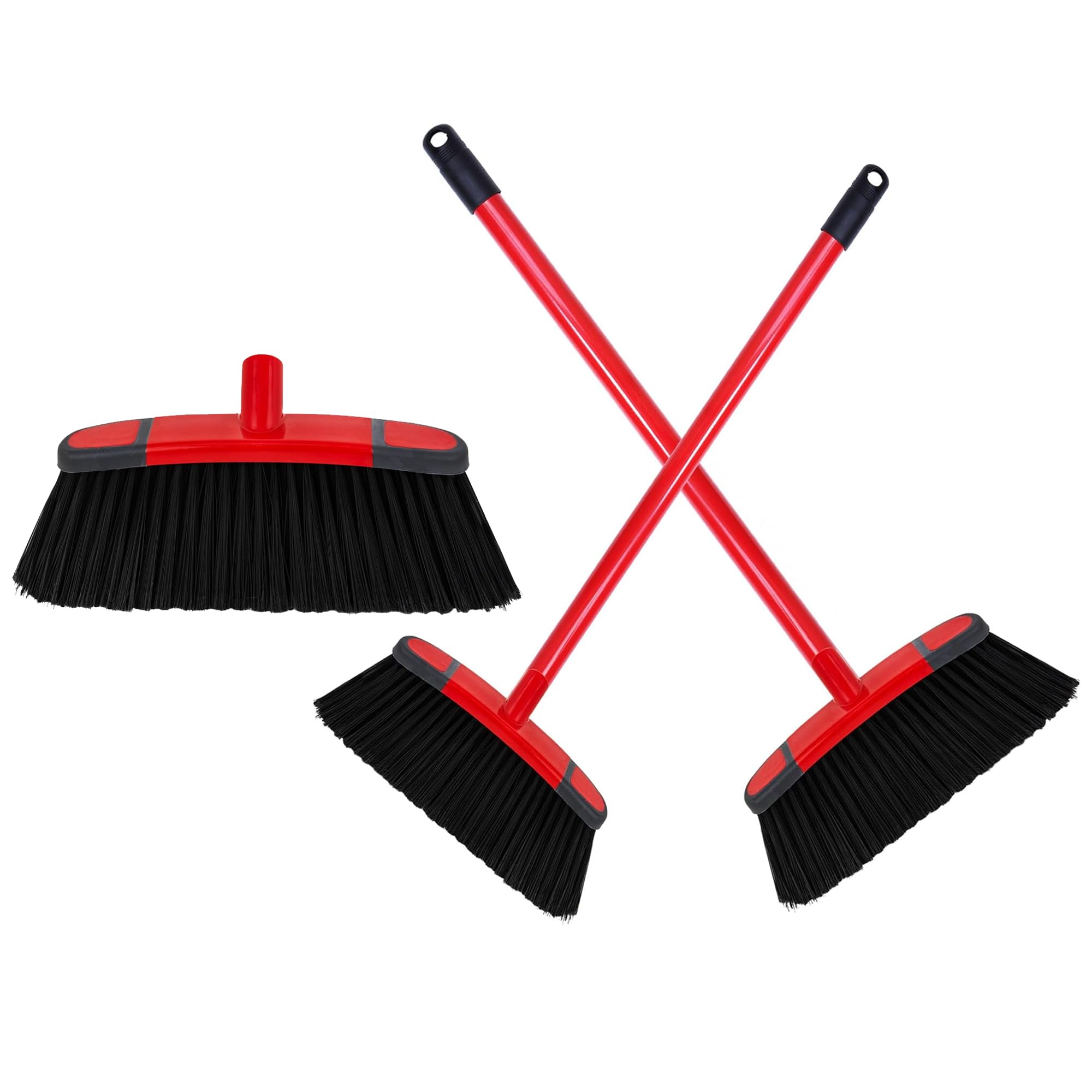 Pluto Packaging Stiff Broom & Long Handle Hard Floor Long Handle Soft Stiff & Deck Broom Ideal For All Indoor Rooms & Gardens (, 1 Broom)
