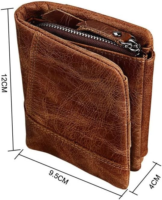 Vista 2 de CZDYUF - Cartera de cuero para hombre, billetera triple con cremallera, cartera de cuero
