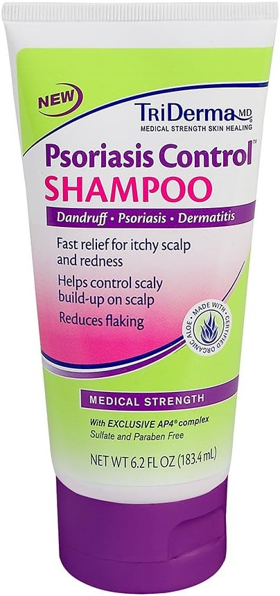 TriDerma Psoriasis Control Shampoo for Itchy Scalp, Dandruff, and Dermatitis Symptoms (6.2 oz)