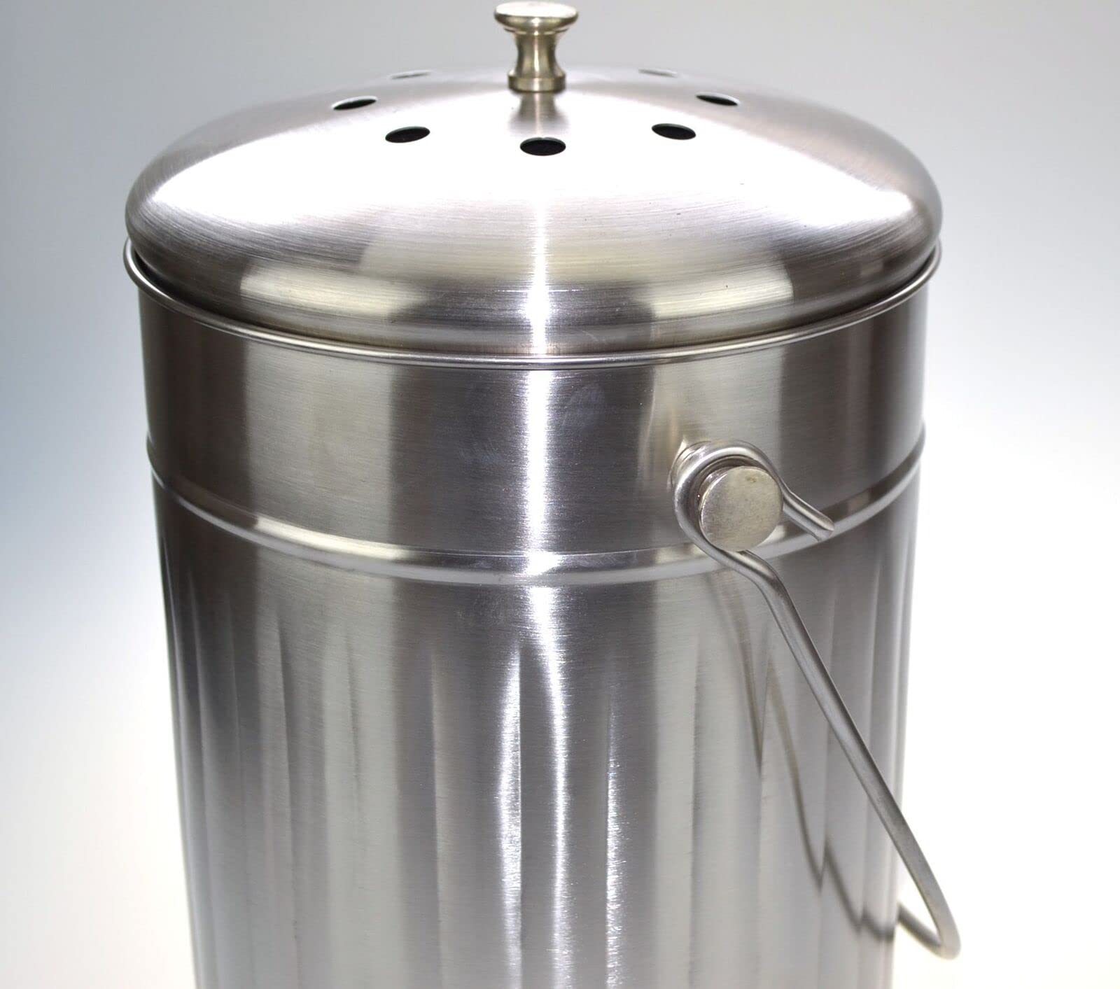 KitchenCraft Kleiner Küchen-Komposteimer mit hohem Fassungsvermögen, 5 Liter (1 Gallone) - Edelstahl