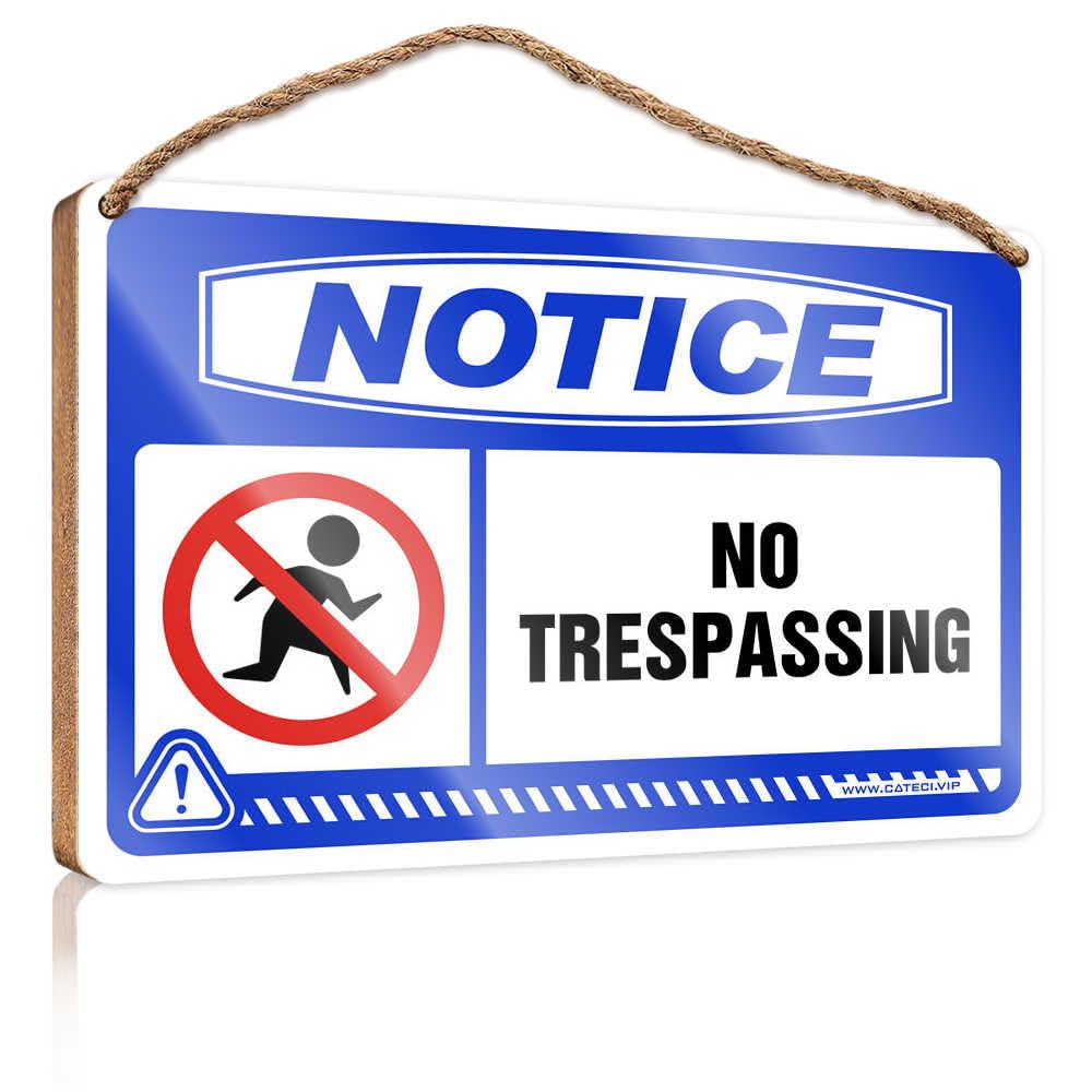 HMQW Fun Signs For Home Decor Notice No Trespassing Wooden Sign Farmhouse Decor Signs Funny Bathroom Decor(23X35CM)