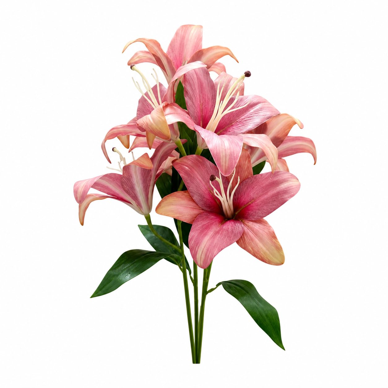Artificial Lily of the Valley Faux Flower Stem with Leaves – Decorative Floral Stick for Home, Wedding & Table Decor (Pink)-image-3