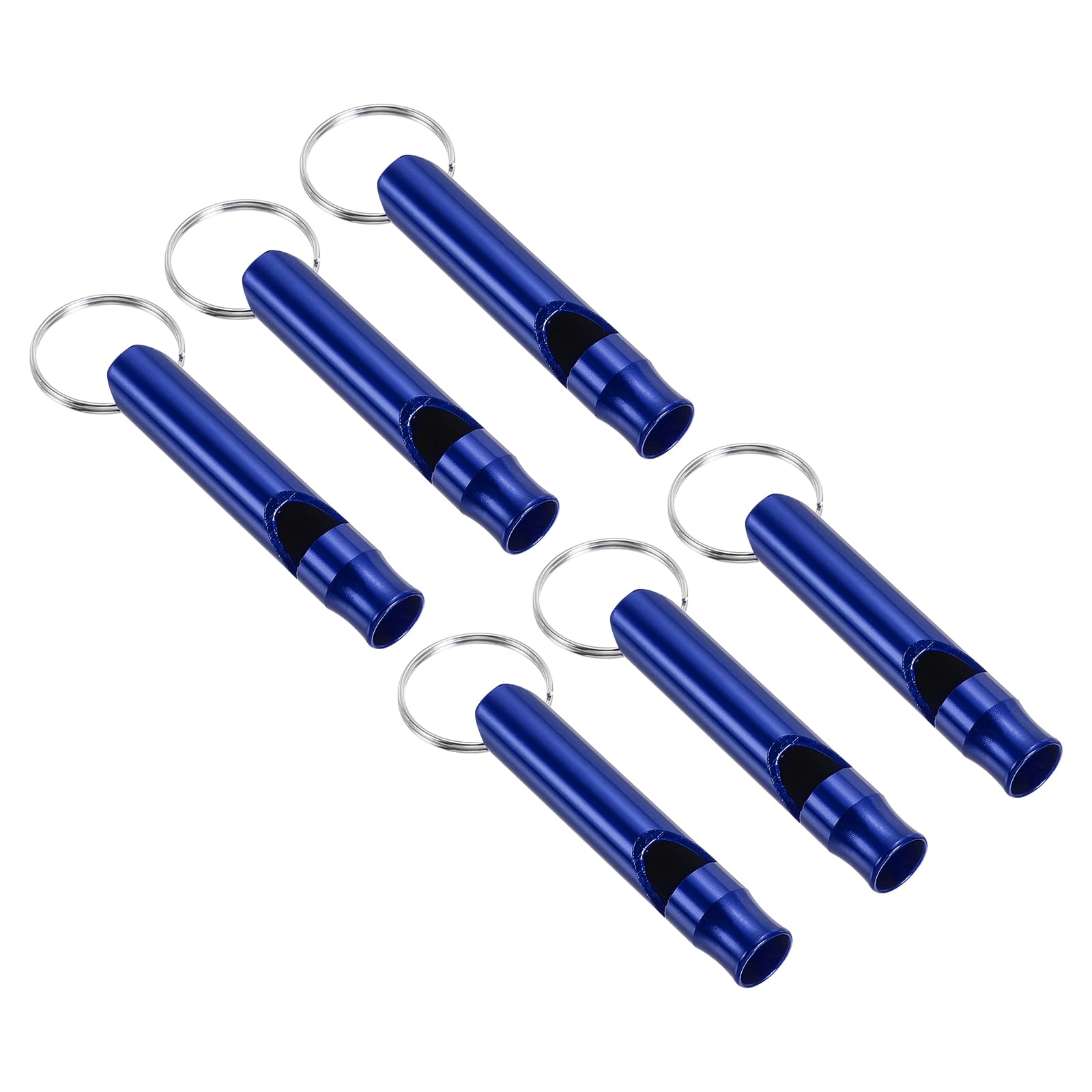 PATIKIL Emergency Whistle, 6 Pack Loud Sound Aluminum Keychain Whistle Outdoor Safety Survival Whistles for Boating Camping Hiking Hunting, Blue