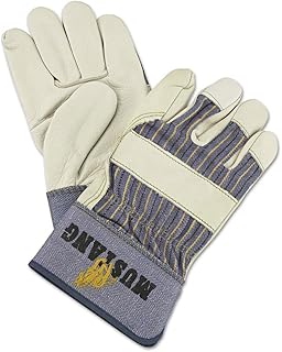 Memphis 1935L Mustang Leather Palm Gloves, Blue/Cream, Large, 12 Pairs