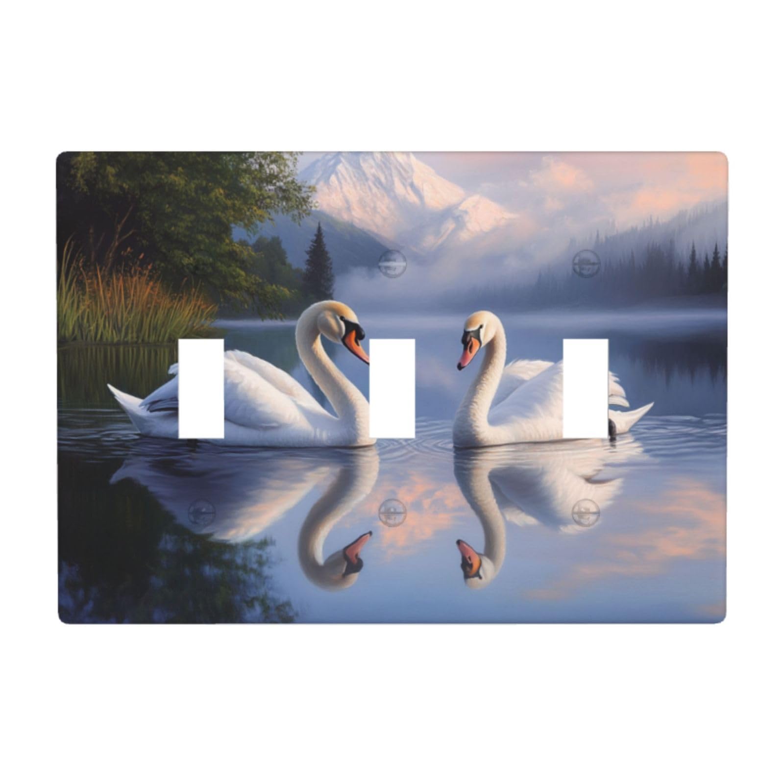 Two Swans Gliding Light Switch Covers 3 Gang Triple Toggle Wall Plate Switchplate Electrical Faceplate for Bathroom Kitchen Bedroom Decor