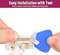Vista 7 de EMITEVER Conectores de tira LED de 0.394 pulgadas, 12 piezas, conector de esquina LED en forma de L, sin soldadura, cinta transparente sin