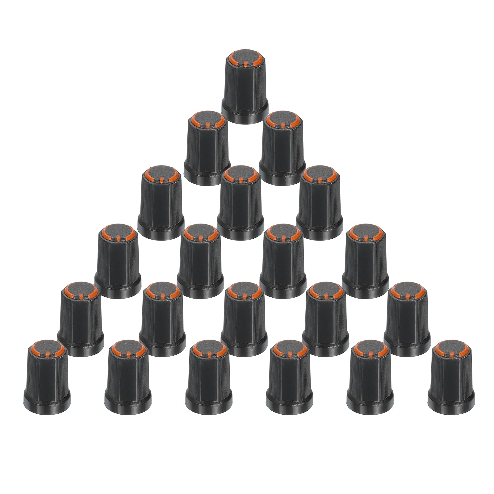 QUARKZMAN 20 Pieces 6 mm / 0.24 Inch Shaft Diameter Rotary Knob, Guitar Amplifier, Attachment Knobs, Potentiometer Regulator, Orange for Volume Control Guitar Bass Parts, Chrome