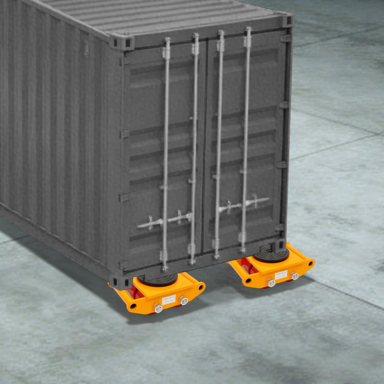 Carrello 6t Giallo - Attrezzatura di trasporto pesante per macchinari, impianti industriali e pallet, Ascensore idraulico manuale con 4 ruote, struttura in acciaio per officina, magazzino, fabbrica