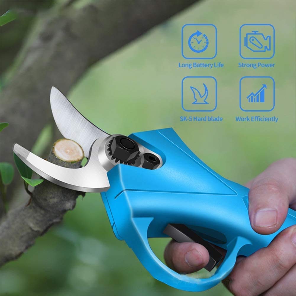X&Z-XAOY Forbici Elettriche per Potatura Kit di Attrezzi per Forbici Potatore per Rami di Alberi con 2 Batterie al Litio Facile da Usare 6 Ore Lavorative