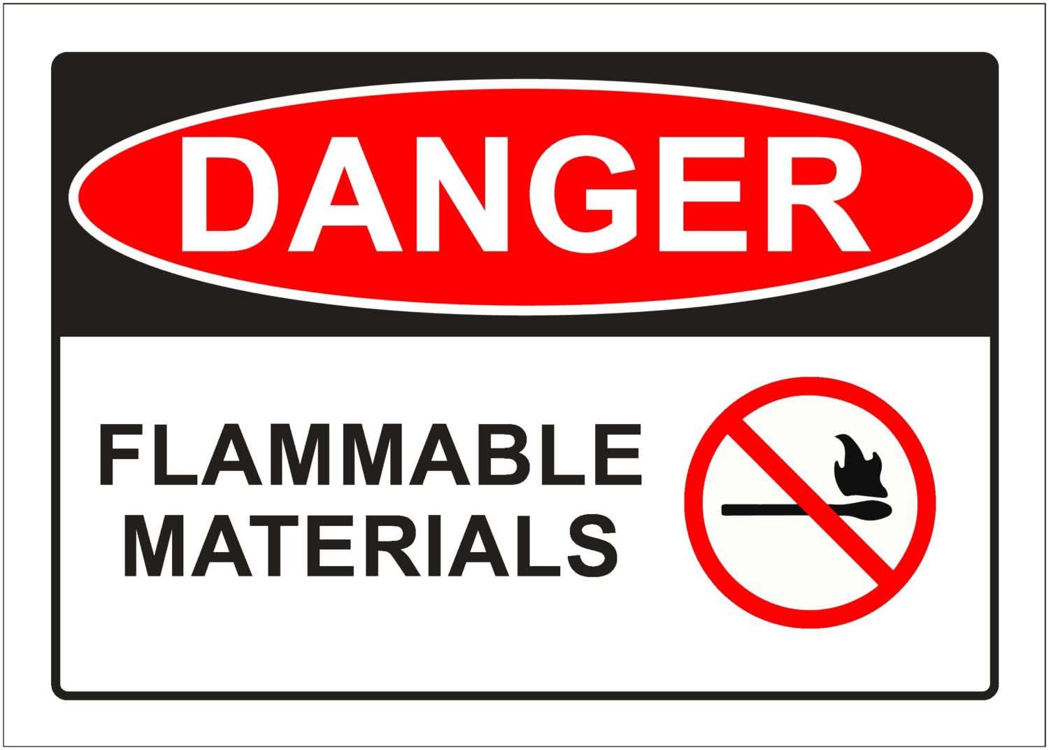 Flammable Materials 2 Danger Sign, 12x8 Metal Tin Sign, hazard warning for classified flammable goods storage areas.