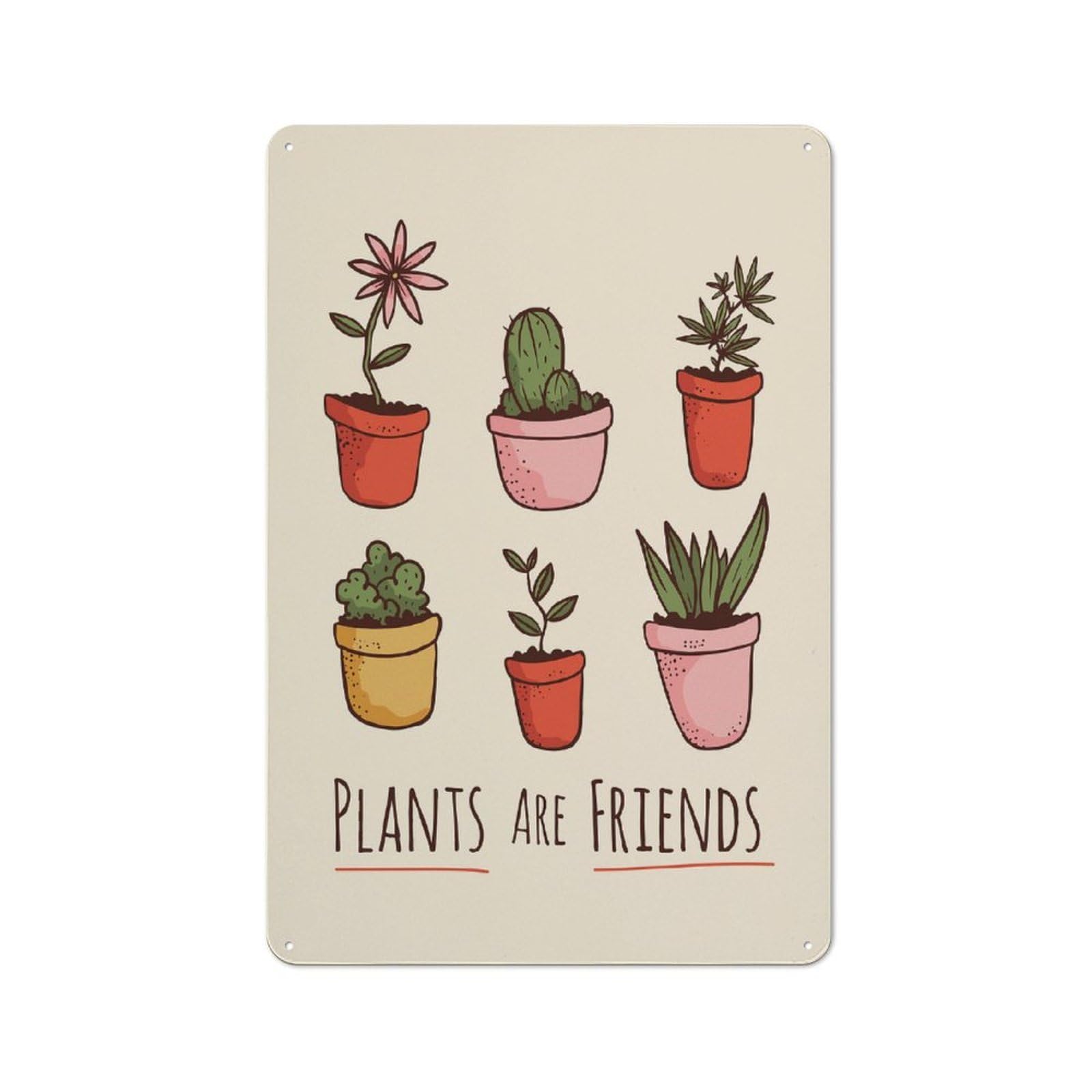 Bar Wall Plants Are Friends Garden Decorative Metal Plaque, Wall Decor for Home Pub, Dining Room Or Drinks Area, 30x20cm
