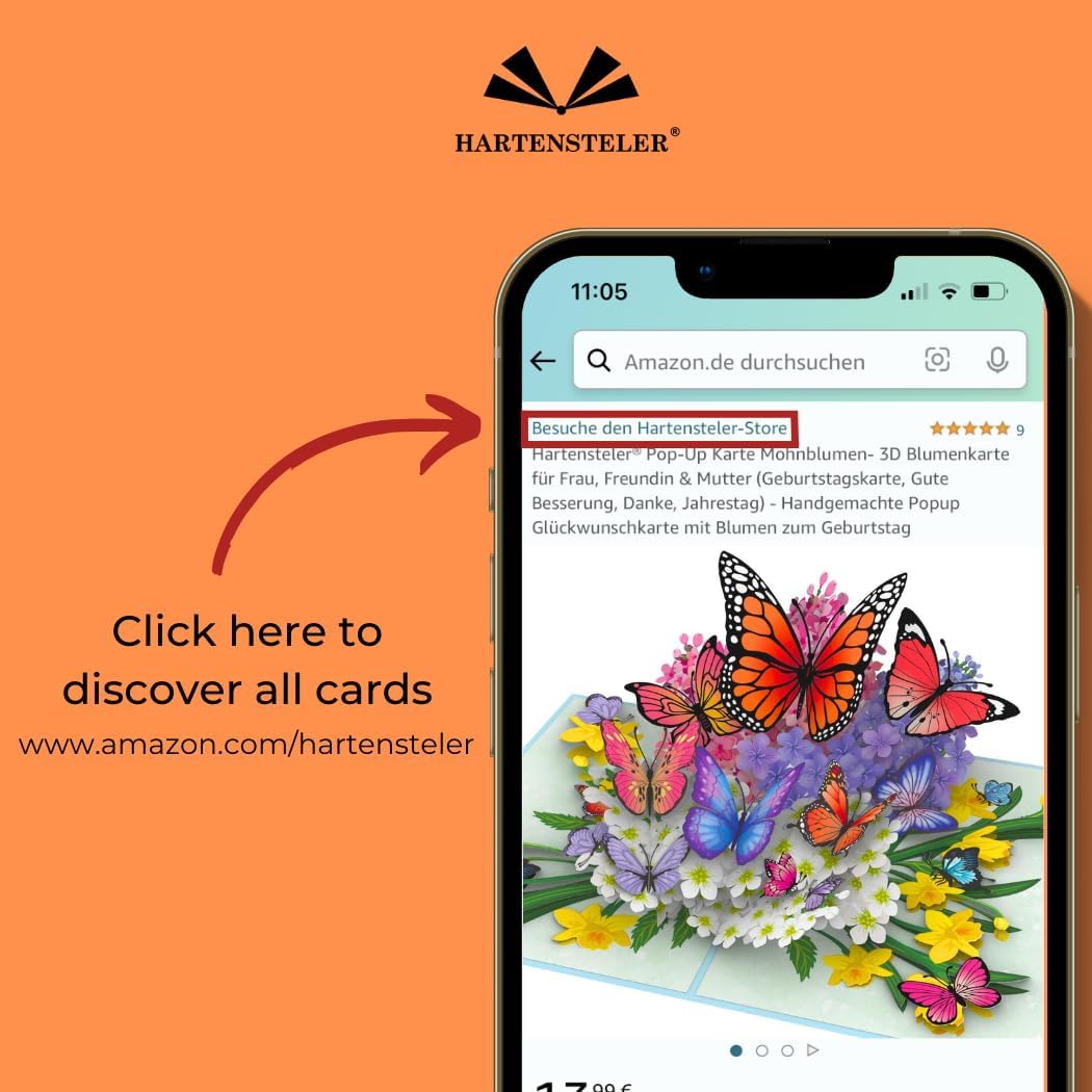 Hartensteler® Butterflies in Nature Pop Up Card - 3D Butterfly Card for Wife, Husband, Girlfriend, Mom, Dad, Mother, Father (Birthday Card, Get Well, Thank You, Anniversary) - Image 6
