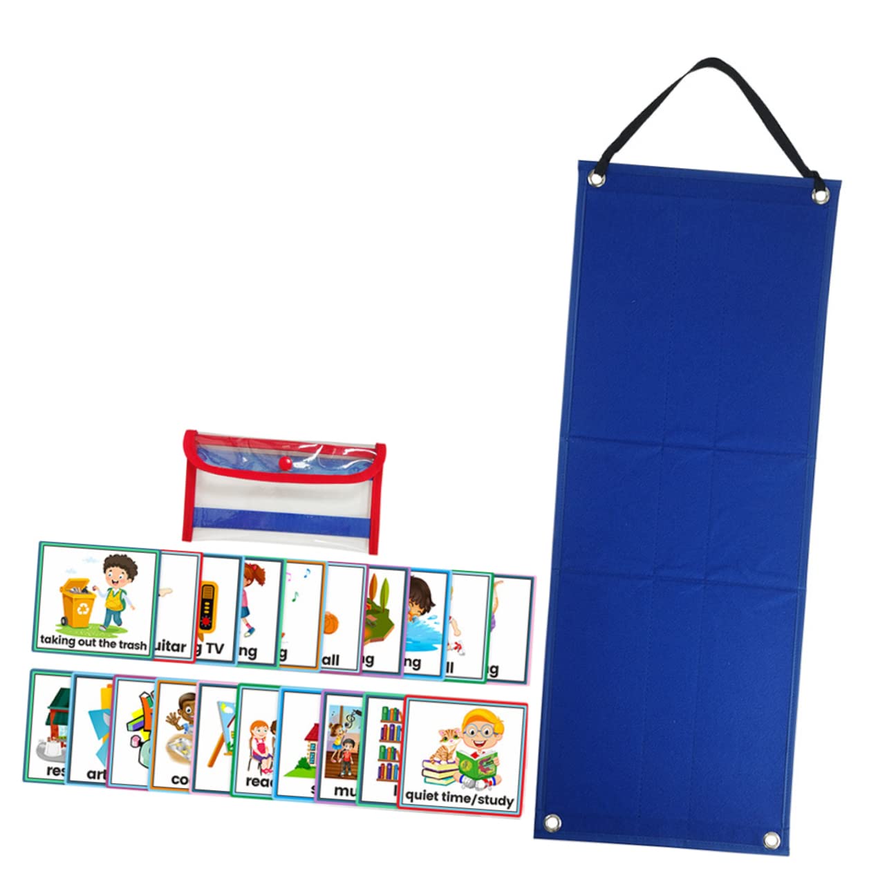 Tablero de Horarios Visual para Niños, Calendario Diario Azul