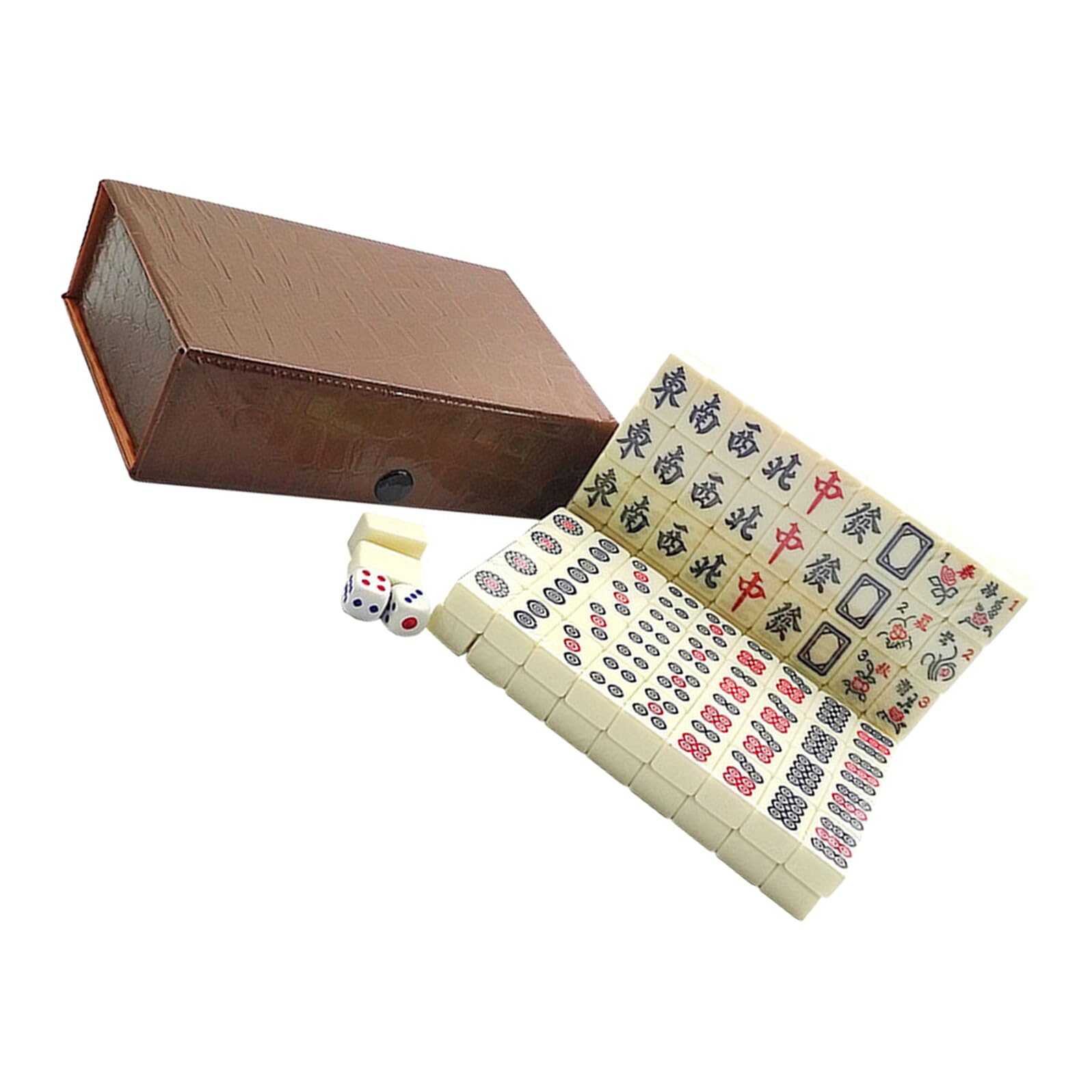 SUPVOX Set Mahjong da Viaggio Portatile con Dadi Kit Gioco Mahjong Cinese Leggero e Resistente Adatto per Viaggi in Treno e Casa Materiale Durevole con Superficie Colore Casuale