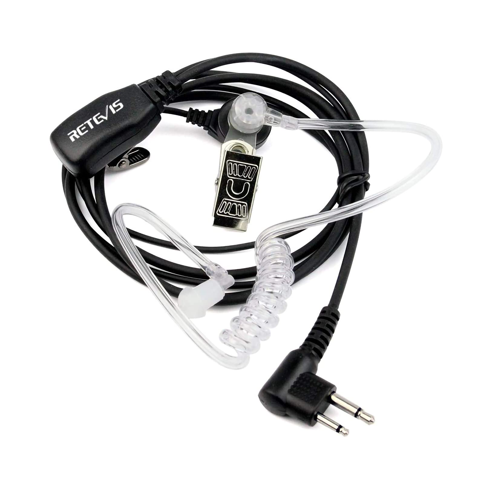 Retevis Walkie Talkie Auricolare 2 Pin Cuffia con Acustico Trasparente Tubo Compatibile con Motorola DP1400 CP040 GP68 GP88 GP300 CT150 Pro1150 HYT TC-500 TC-600 Ricetrasmettitore(1 pz)