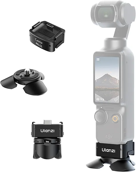 ULANZI Quick Release Mini Tripod Kit for DJI Osmo Pocket 3, Type-C Full-Function Port Charging Adapter Base for Pocket 3 Accessories with 1/4 Screw Hole for Tripods (PK-08 & PK-11)