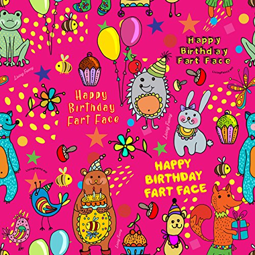 LivingFancy Fart Face Birthday Wrapping Paper