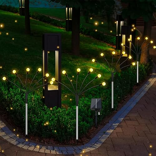 Miniatura 7 de ZEYXINH 8 luces solares LED mejoradas para jardín, luces solares de luciérnaga con control remoto, 8 modos, luces solares impermeables para