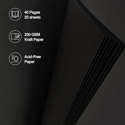 Vista 5 de potricher Álbum de Recortes DIY de 7 x 7 Pulgadas, 40 Páginas, Tapa Dura, Papel Kraft, Álbumes de Fotos para Recortes, Libro de Recuerdos para Bodas